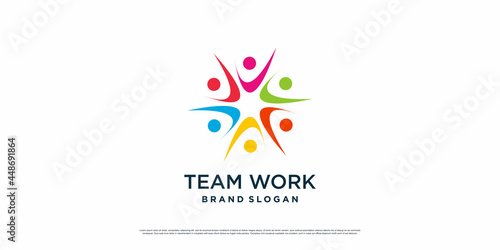 Team work logo icon with modern abstract concept Premium Vector part 1