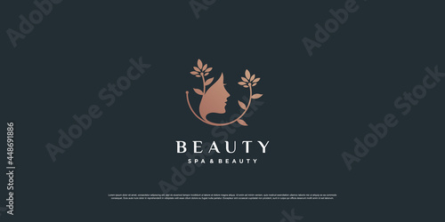 Woman beauty logo inspiraton with creative concept Premium Vector