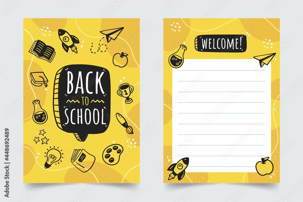 Hand Drawn Back School Card Template