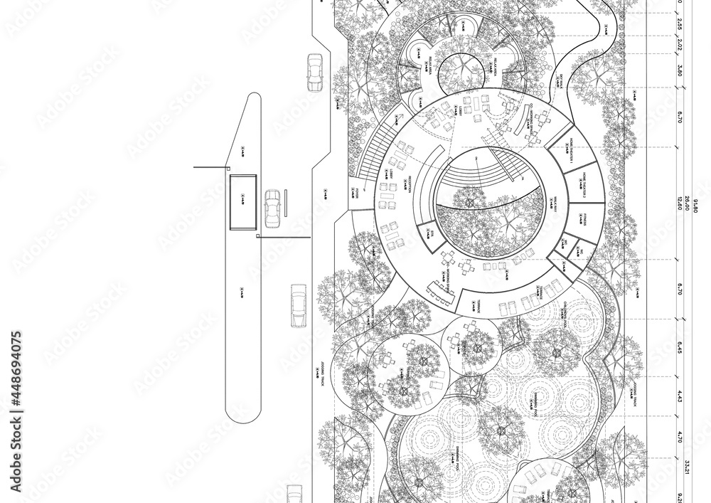 Fototapeta premium Write a blueprint architecture for building.
