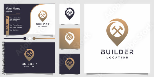 Builder logo with creative modern pin concept Premium Vector