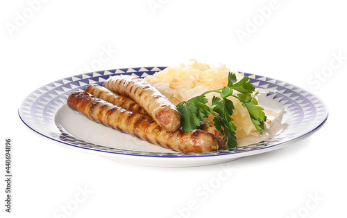 Grilled bratwurst sausages ...