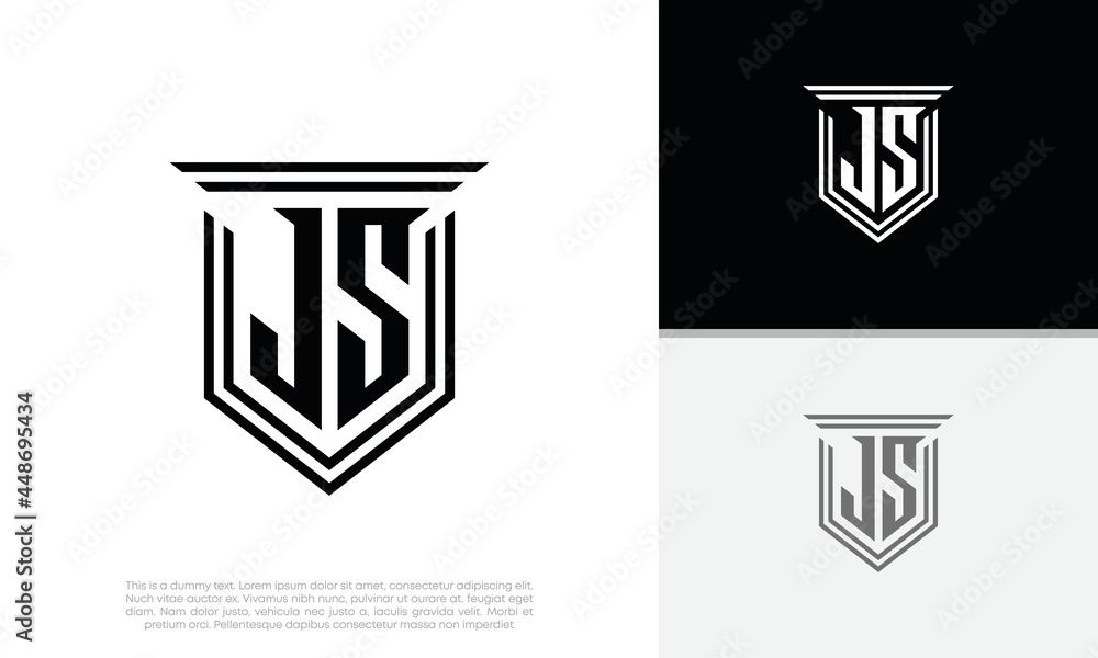 Initials JS logo design. Luxury shield letter logo design. Initials JS logo design. Luxury shield letter logo design.