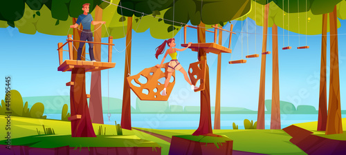 Adventure park rope ladder illustration