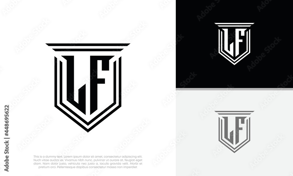 Initials LF logo design. Luxury shield letter logo design. Initials LF logo design. Luxury shield letter logo design.