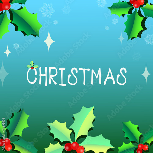 Christmas decorative leaves background with blank space. Vector illustration.
