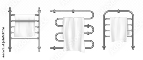 Towel hangs on dryer with metal rails