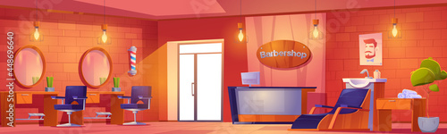 Barbershop interior beauty salon or studio for men