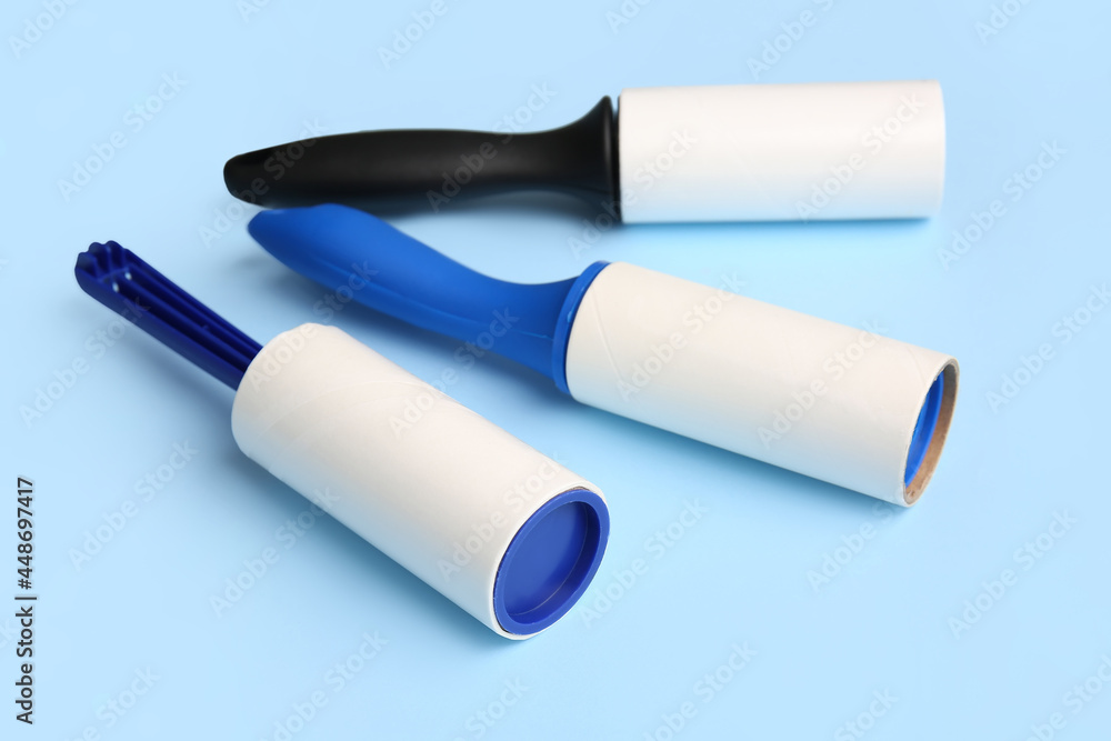 Different lint rollers on color background Different lint rollers on color background