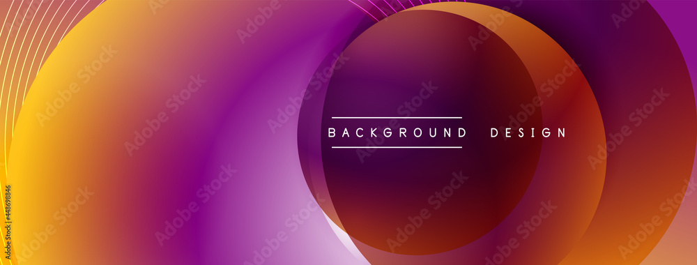 Gradient circles with shadows. Vector techno abstract background. Modern overlapping forms wallpaper background, design template