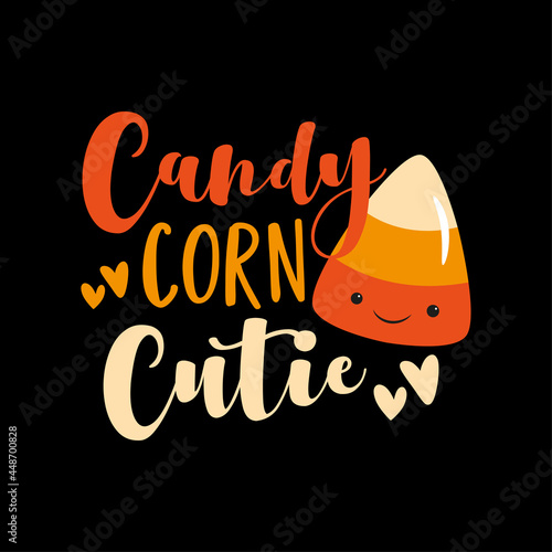 Candy corn cutie - Halloween vecor illustration isolated on black background. Good for T shirt print ,poster, card, label and other  gifts design.