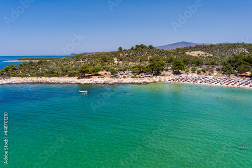Aerial View of the Psili Ammos beach, at Thassos island, Greece © ververidis