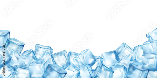 Realistic Ice Cubes Blocks Background With Copy Space Surrounded By Bunch Colourful Ice Cube Images