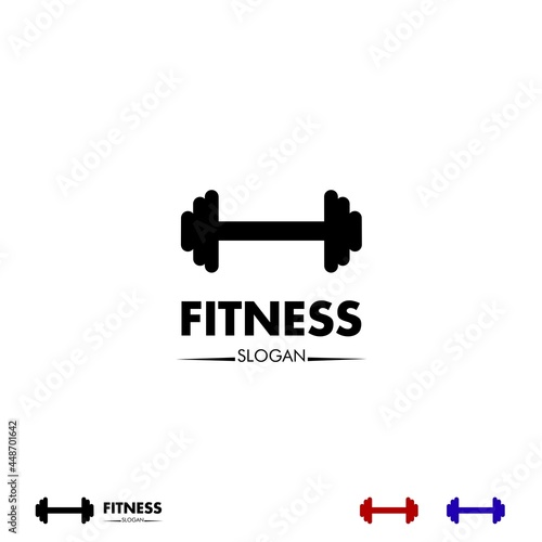 Fitness logo design,flat icon template, barbell logo design on isolated background, graphic element