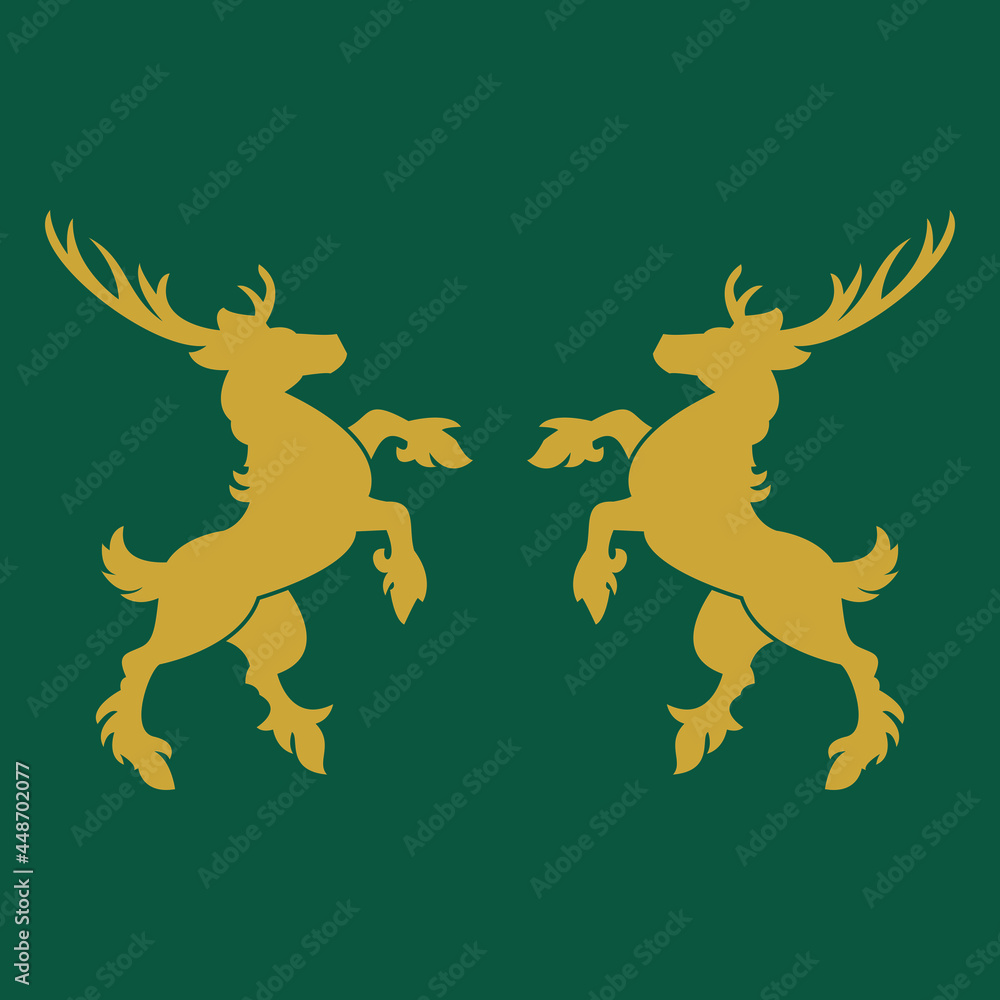 Golden deer heraldry logo Golden deer heraldry logo