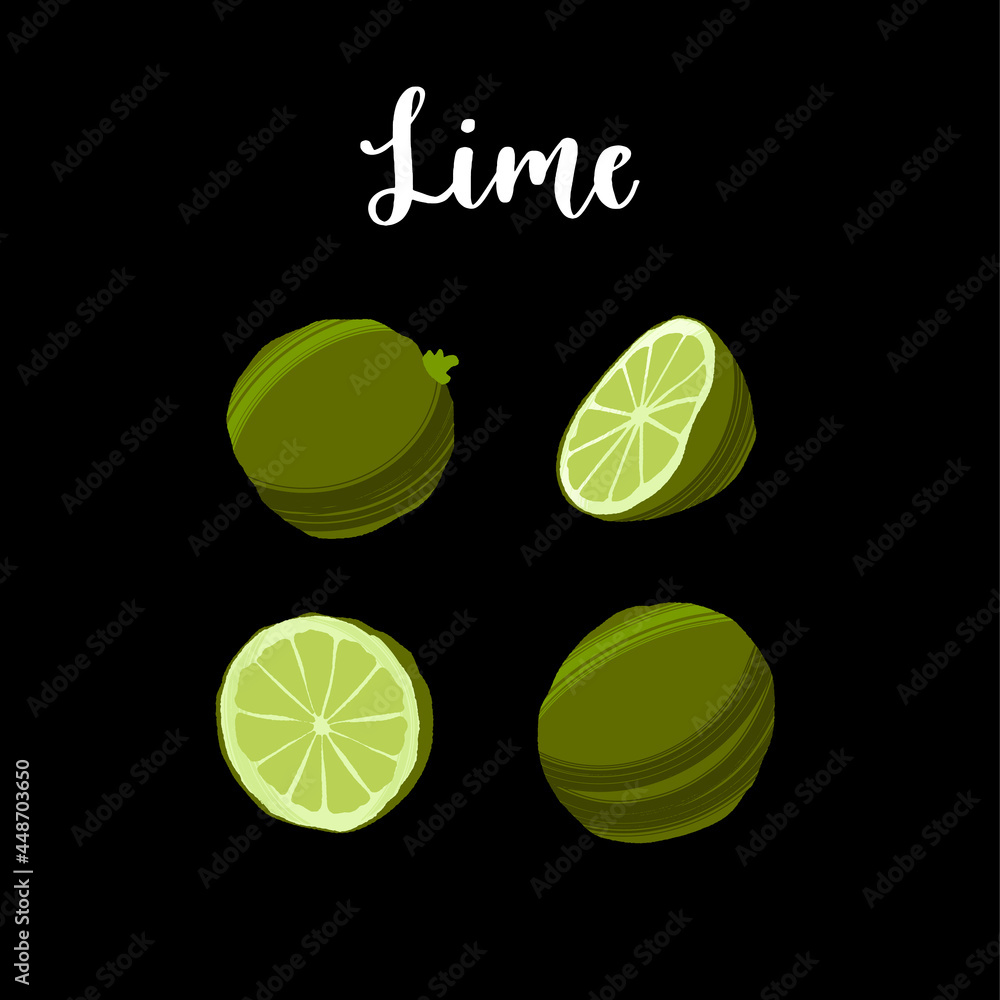 Delicious fresh lime whole and sliced. Healthy nutrition product.