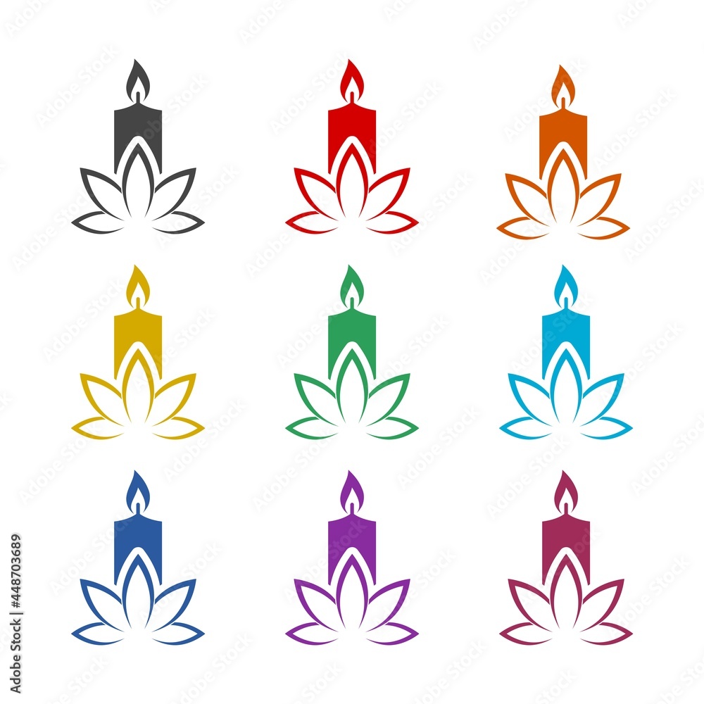 Aroma candles color icon set Aroma candles color icon set