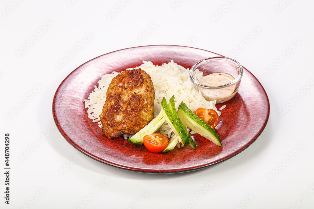 Steamed Rice with chicken cutlet Steamed Rice with chicken cutlet