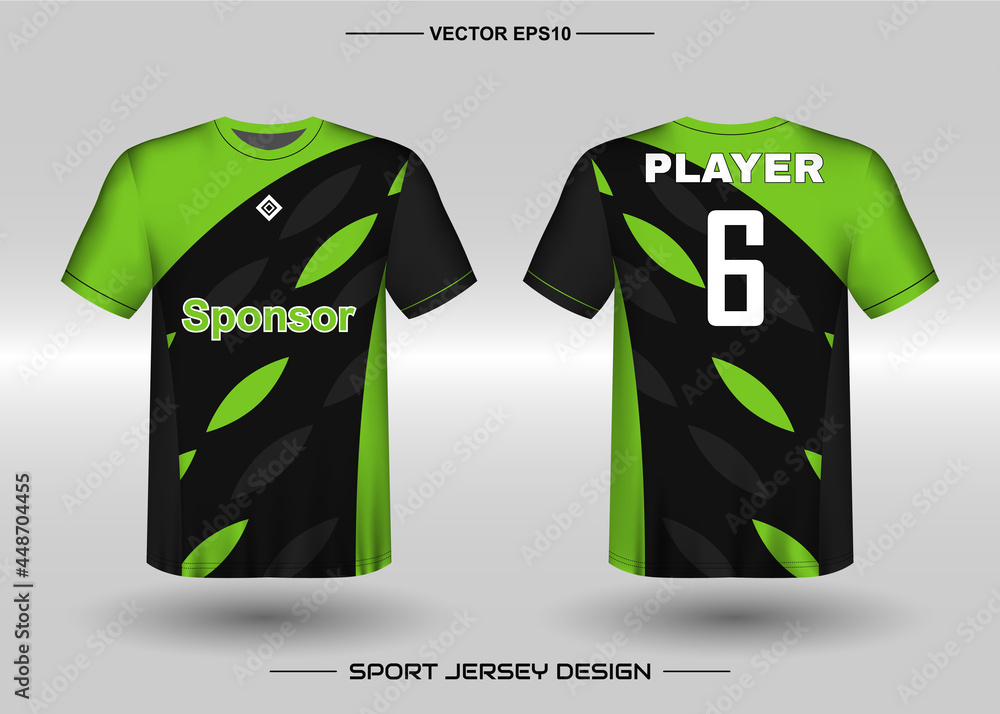 T-shirt sport vector design template, Soccer jersey mockup for football  club. uniform front and back view. Clothing Men adult. Can use for  printing, branding logo team, squad, match event, tournament Stock Vector