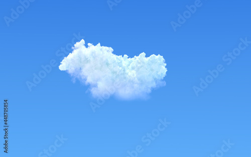 single cumulus on blue sky isolated - conceptual nature 3D illustration