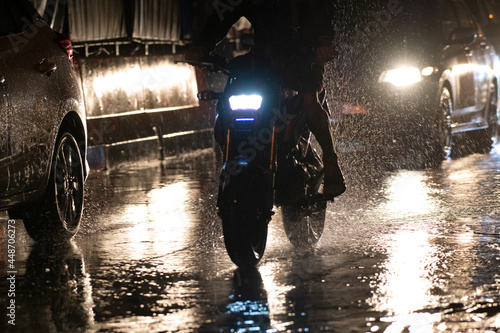 rains on the city on streets