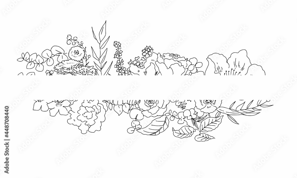 お洒落な草花の細長い装飾枠