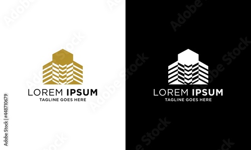 Building architecture word mark logo design inspiration template Premium Vector