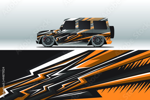 Car wrap decal designs. Abstract racing and sport background for racing livery or daily use car vinyl sticker. Decal vector eps ready print.