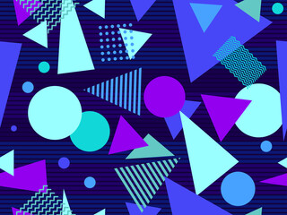 Acrylglasbilder Dunkelblaue Muster Retro Memphis Muster Synthwave Stil  © andyvi