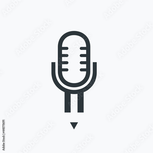 illustration of podcast icon combined with pencil icon, icon template for eduation podcast