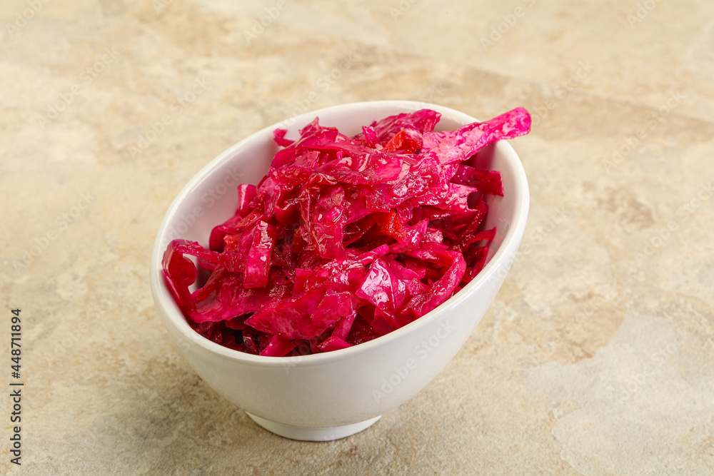 Marinated red cabbage in the bowl Marinated red cabbage in the bowl