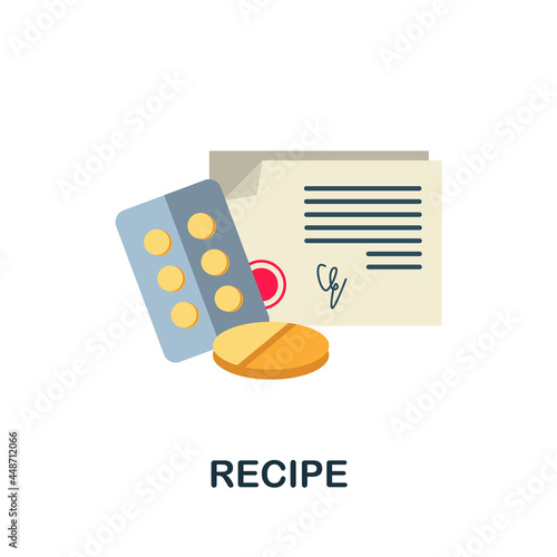 Recipe flat icon. Colored sign from antibiotic resistance collection. Creative Recipe icon illustration for web design, infographics and more