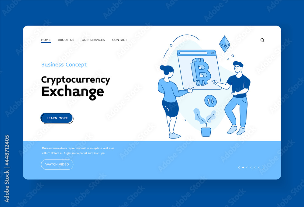 Online cryptocurrency exchange. Bitcoin transactions and analysis of financial information. Electronic technology virtual investment with banking. Vector linear flat landing page Online cryptocurrency exchange. Bitcoin transactions and analysis of financial information. Electronic technology virtual investment with banking. Vector linear flat landing page