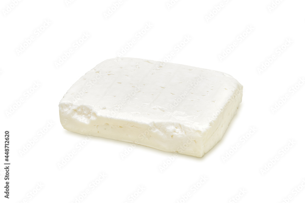 Piece of feta cheese isolated on white