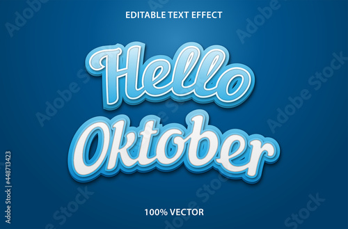 Text effect 3d hello october concept Premium Vector