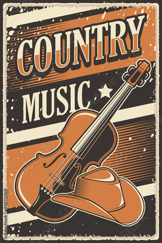 Retro Rustic Country Music Poster