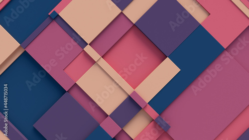 Multicolored Tech Background with a Geometric 3D Structure. Bright, Minimal design with Simple Futuristic Forms. 3D Render.