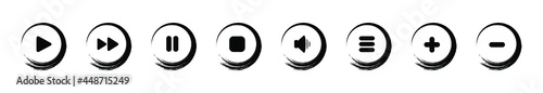 Grunge play music vector icon.	