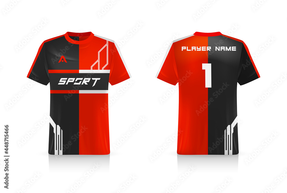 Specification Soccer Sport mockup , Esports Gaming T Shirt Jersey template. mock up uniform . Vector Illustration design Specification Soccer Sport mockup , Esports Gaming T Shirt Jersey template. mock up uniform . Vector Illustration design