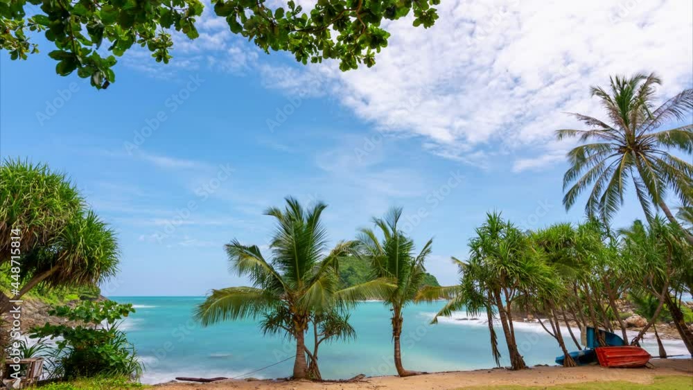 Summer sea in sunny day beautiful Tropical seashore scenic off Yanui beach Beautiful phuket island Thailand with Coconut palm tree wave crashing on sandy shore Amazing travel and tour background Summer sea in sunny day beautiful Tropical seashore scenic off Yanui beach Beautiful phuket island Thailand with Coconut palm tree wave crashing on sandy shore Amazing travel and tour background