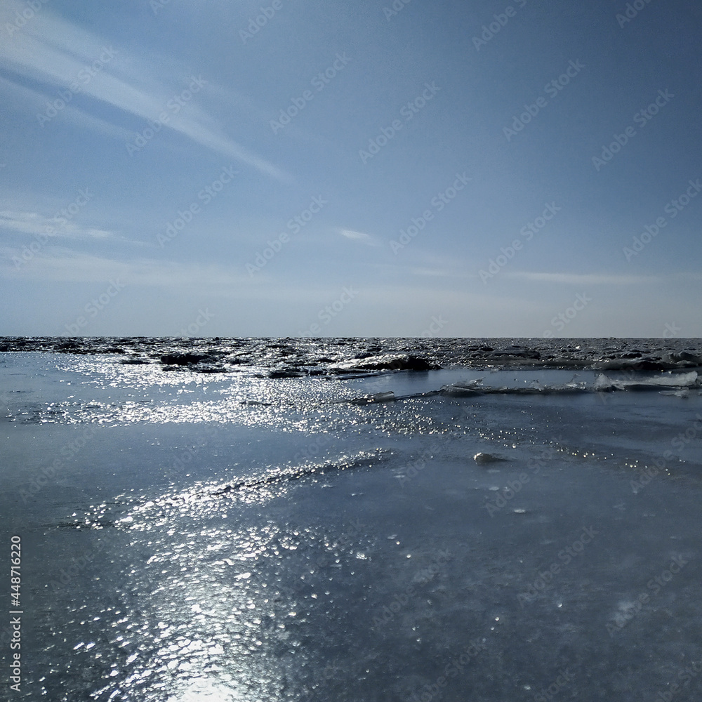 Ice hummocks on the sea coast in winter Ice hummocks on the sea coast in winter
