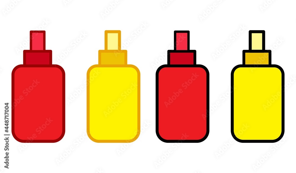 Ketchup and mustard squeeze bottle set. Icon Vector illustration. Ketchup and mustard squeeze bottle set. Icon Vector illustration.