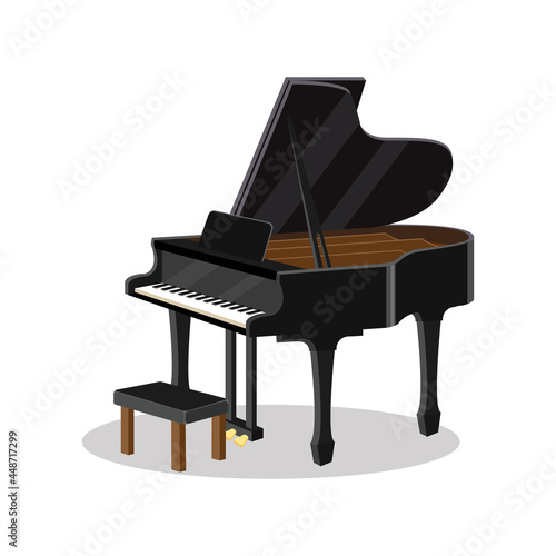 Grand piano musical instrument clip art. Flat vector cartoon style