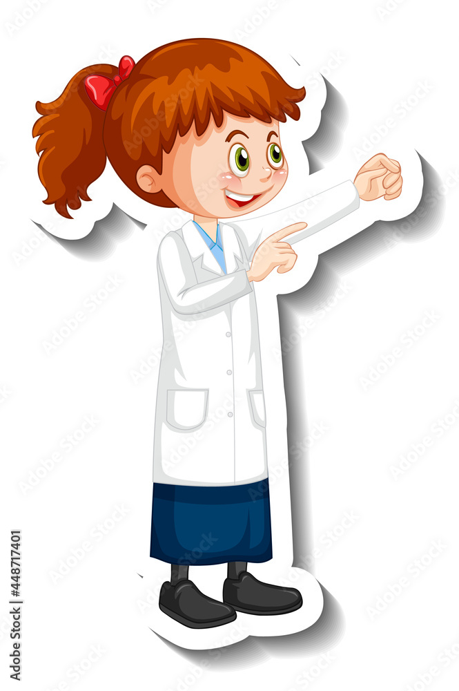 Scientist girl cartoon character in standing pose Scientist girl cartoon character in standing pose