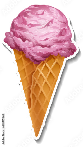 Blueberry ice-creame in the waffle cone sticker