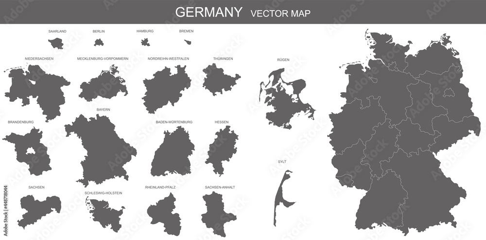 political map of Germany isolated on white background	
