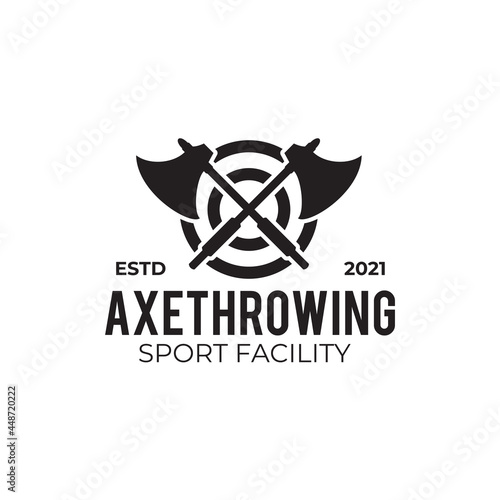Throwing axe sport logo design template