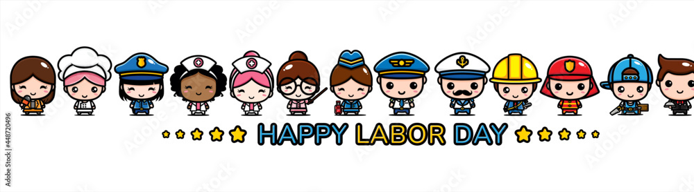 cute female and male character vector design being labor day workers cute female and male character vector design being labor day workers