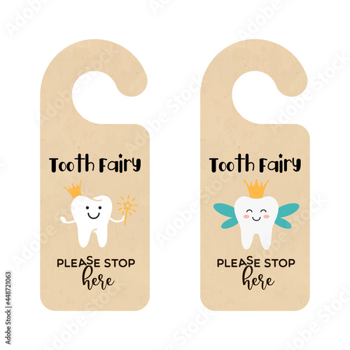 Craft paper Door hanger template for the tooth fairy