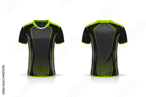 Specification Soccer Sport mockup , Esports Gaming T Shirt Jersey template. mock up uniform . Vector Illustration design